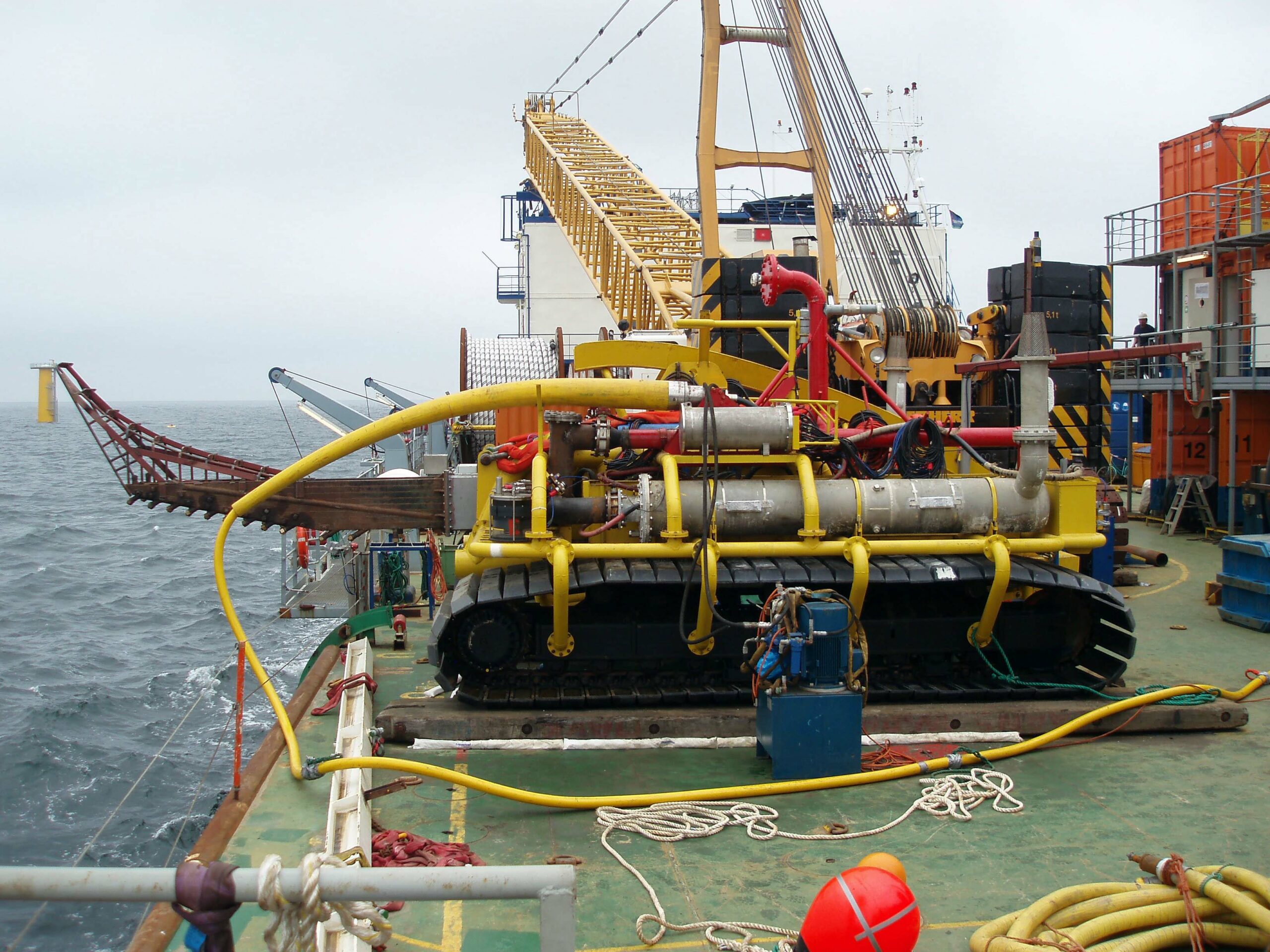 Subtrench cable trenching equipment on an offshore vessel